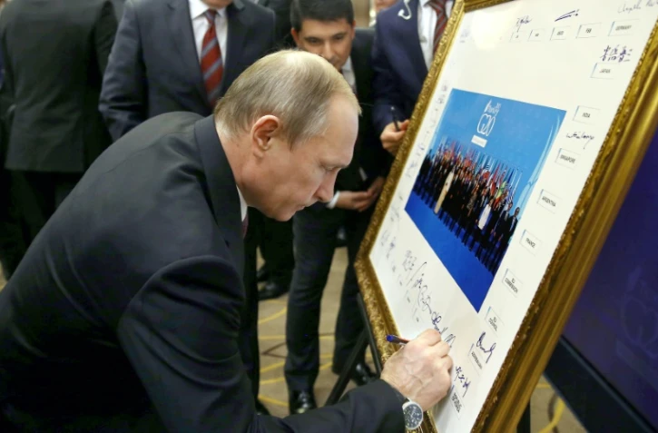 Le président russe Vladimir Poutine, le 15 novembre 2015 au sommet du G20 à Antalya en Turquie