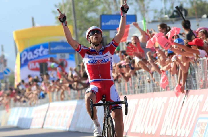 L'Italien Lucas Paolini vainqueur de la 3e étape du Tour d'Italie, le 6 mai 2013 à Marina di Ascea