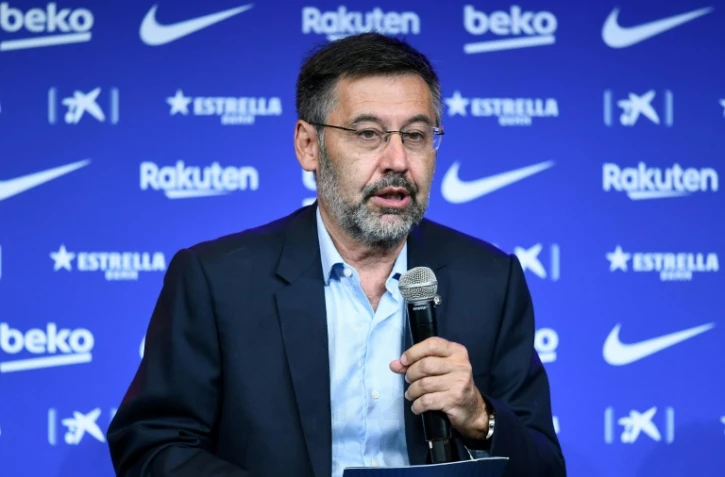 Le président du FC Barcelone, Josep Maria Bartomeu, lors d'un point presse au Camp Nou, le 19 août 2020