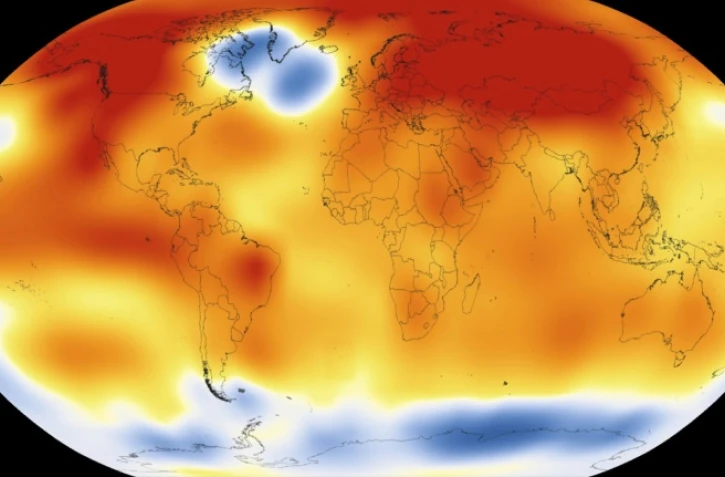 Illustration fournie le 20 janvier 2016 par la NASA montrant le réchauffement climatique dans le monde