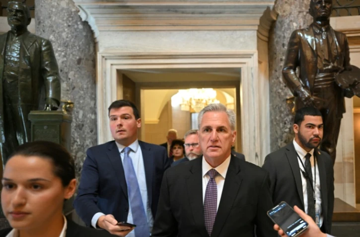 Le "speaker" de la Chambre américaine des représentants, Kevin McCarthy, le 18 avril 2023 au Capitole, à Washington