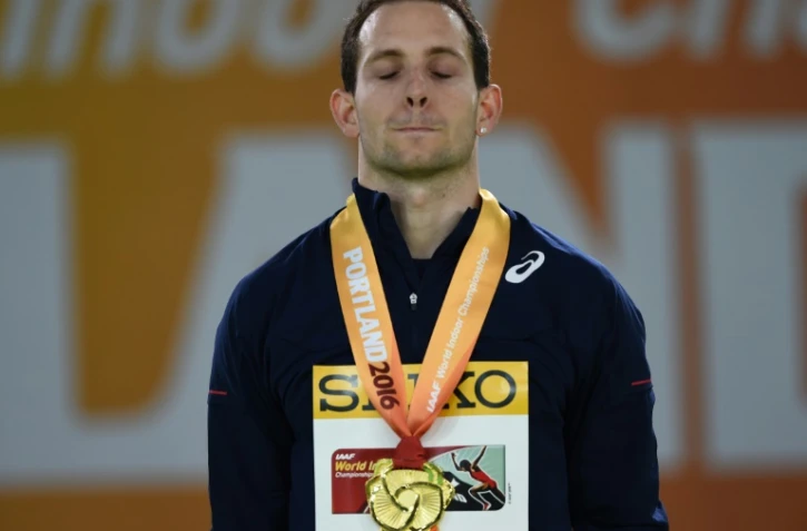 Le perchiste français Renaud Lavillenie aux Mondiaux-2016 à Portland, dans l'Oregon, le 17 mars 2016