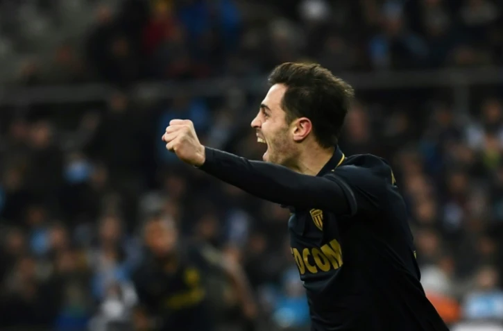 Le milieu de Monaco Bernardo Silva auteur d'un doublé face à Marseille au Vélodrome, le 15 janvier 2017