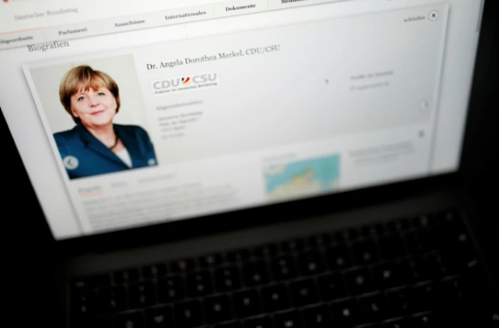 Capture d'écran du site internet du Bundestag avec la photo de la chancelière Angela Merkel, le 4 janvier 2019