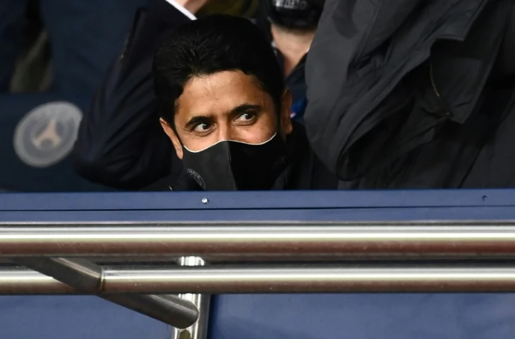 Le président du PSG et patron de beIn Media Nasser Al-Khelaïfi lors d'un match contre Angers, le 2 octobre 2020 au Parc des Princes