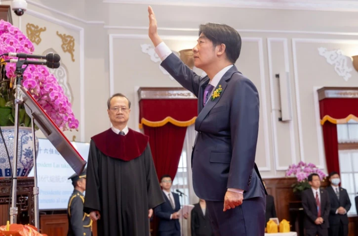 Le nouveau président de Taïwan Lai Ching-te prête serment lors de son investiture, le 20 mai 2024 à Taipei
