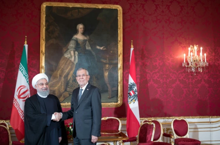 Le président autrichien Alexander Van der Bellen reçoit le président iranien Hassan Rohani à Vienne, le 4 juillet 2018