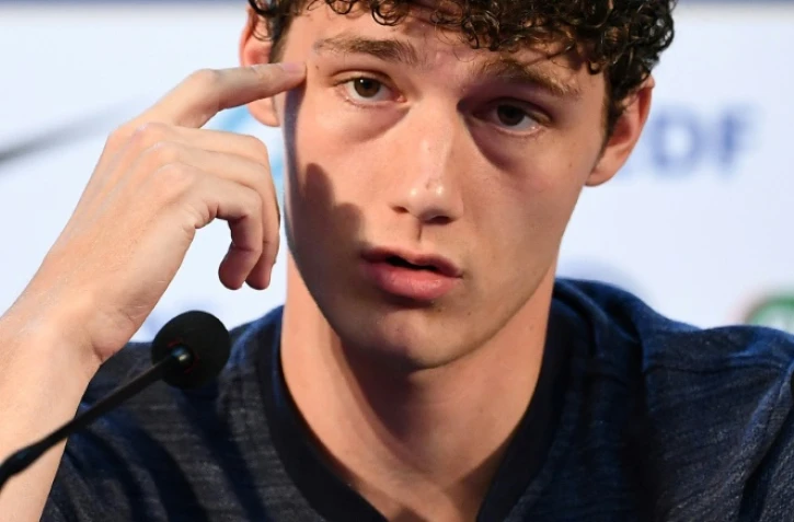L'arrière droit de la France Benjamin Pavard en conférence de presse, le 18 juin 2018 à Istra, près de Moscou  