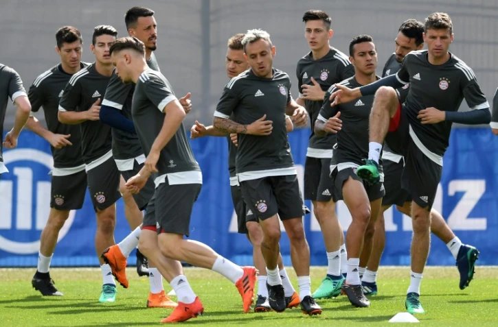 Les joueurs du Bayern Munich lors d'un entraînement à Munich, le 24 avril 2018, en vue du choc contre le Real Madrid, en Ligue des champions