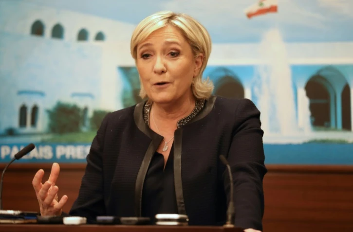 La présidente du FN Marine Le Pen à Baabda, au Liban, le 20 février 2017