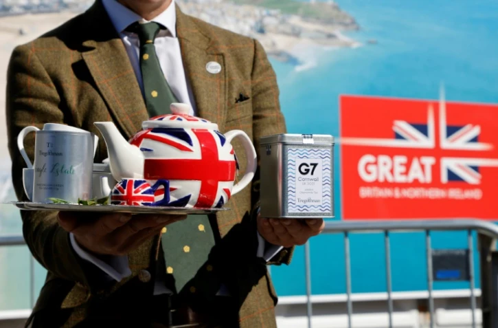 Un thé a été offert aux participants du sommet du G7, à Falmouth, au Royaume-Uni, le 13 juin 2021
