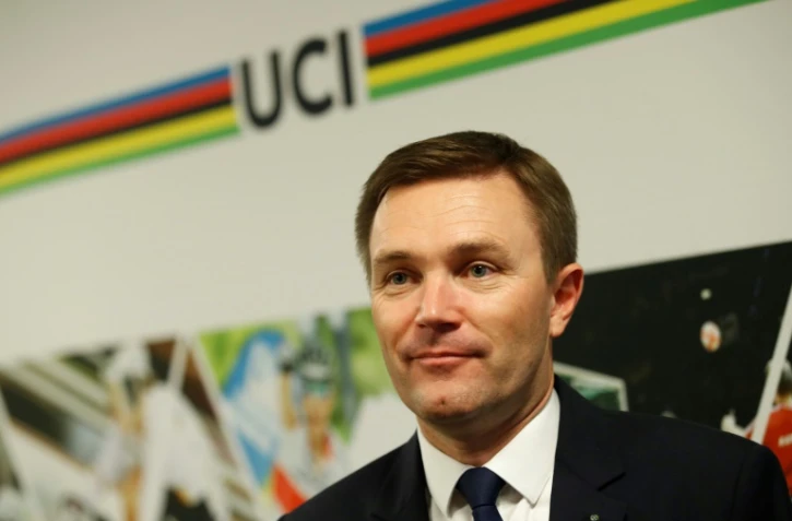 David Lappartient, président de l'UCI, lors d'une conférence de presse à Bergen, en Norvège, le 21 septembre 2017
