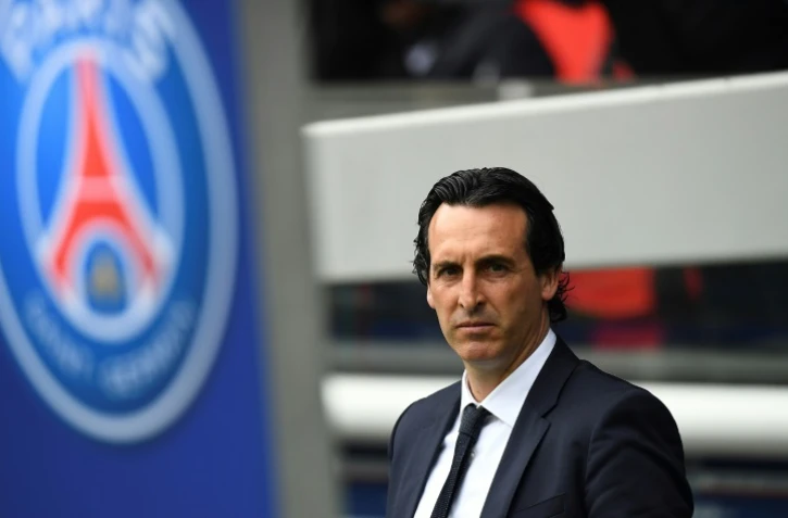 L'entraîneur du PSG Unai Emery suit le match contre Montpellier au Parc des Princes, le 22 avril 2017