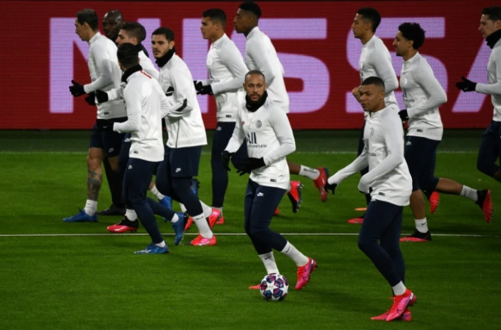 Neymar et Kylian Mbappé ont participé avec le PSG à la traditionnelle séance de veille de match,sur la pelouse du Borussia Dortmund, le 17 février 2020 