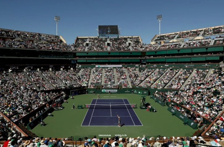 Le court central du tournoi d'Indian Wells lors de la finale dames entre Angelique Kerber et Bianca Andreescu le 16 mars 2019