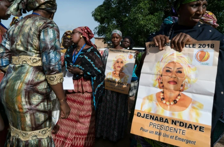 Partisanes de la candidate à la présidentielle malienne Djeneba N'Diaye à Bougouni, le 16 juillet 2018