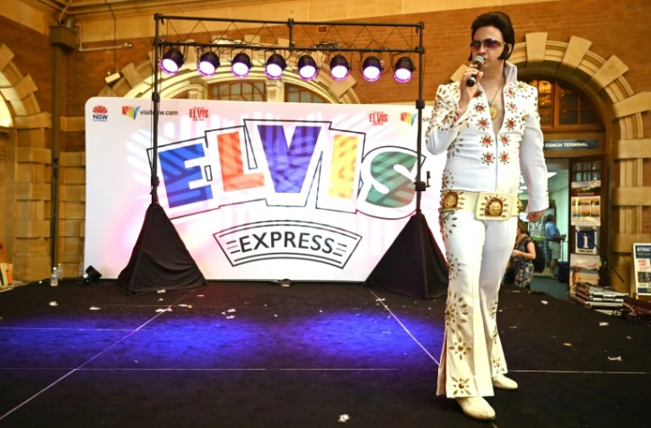 Un fan d'Elvis Presley lors d'un festival à Parkes en Australie, le 10 janvier 2019