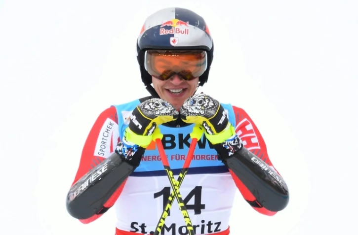 Le Canadien Erk Guay après sa victoire en super-G aux Mondiaux de ski alpin, le 8 février 2017 à Saint-Moritz