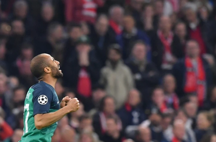 L'attaquant de Tottenham Lucas auteur d'un triplé contre l'Ajax en demi-finale de C1, le 8 mai 2019 à Amsterdam