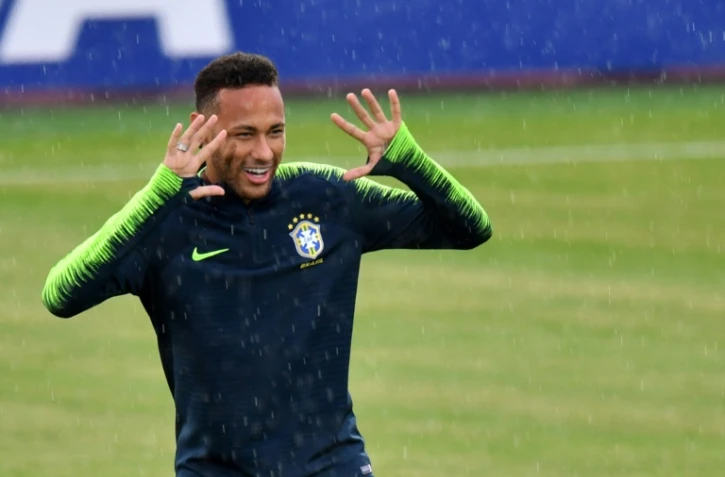 Neymar à l'entraînement avec le Brésil à Kazan, le 5 juillet 2018, à la veille du match contre la Belgique
