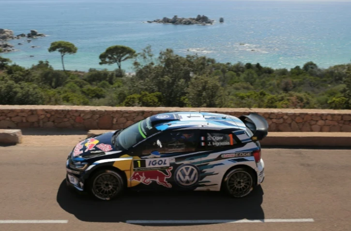 Le pilote français Sébastien Ogier au volant de sa VW lors du Tour de Corse, le 2 octobre 2016 à Porto Vecchio