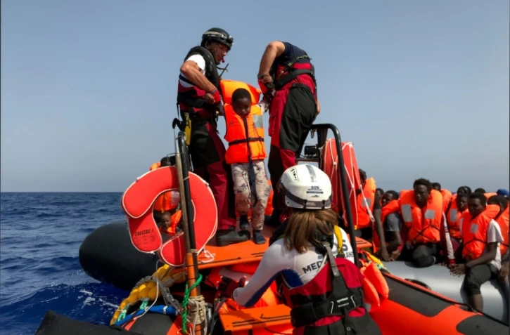 Sauvetage de 85 migrants par le navire Ocean Viking, le 9 août 2019 en Méditerrannée