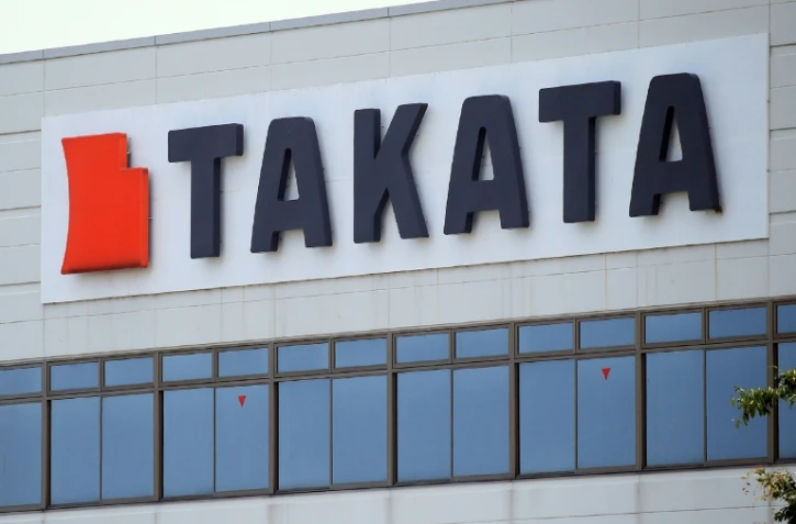 Le logo de l'équipementier automobile japonais Takata le 24 juin 2017 à Aisho (Japon)