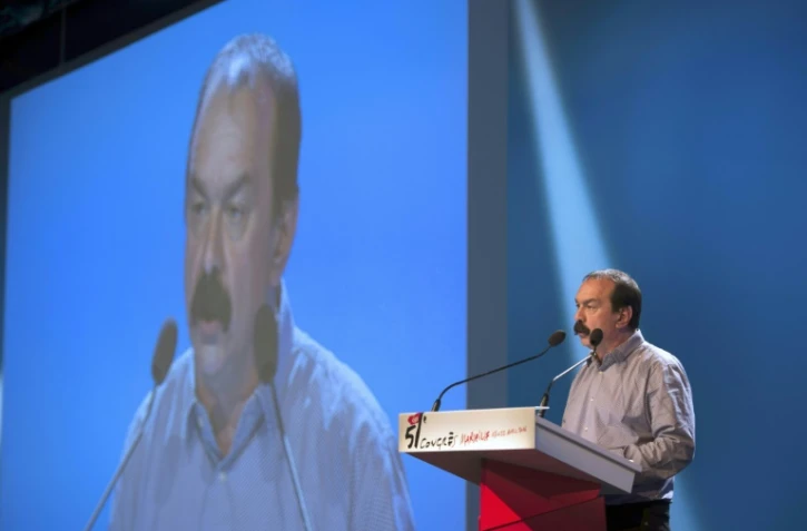 Le secrétaire général de la CGT, Philippe Martinez, lors du congrès de la centrale, le 18 avril lors du congrès de la confédération le 18 avril 2016 à Marseille