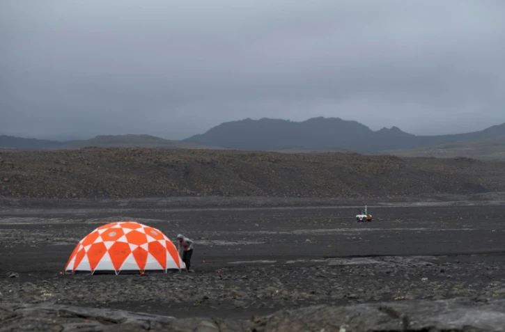 La base de la Nasa dans le champ de lave islandais de Lambahraun, le 19 juillet 2019