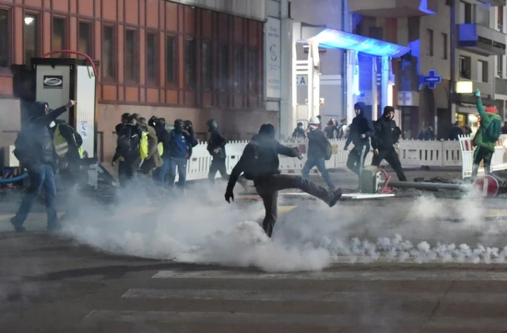 Heurts entre manifestants et forces de l'ordre lors d'un rassemblement de "gilets jaunes" à Strasbourg, le 2 février 2019 