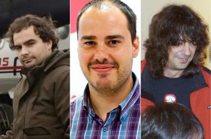 Montage des photographies des trois journalistes espagnols de gauche à droite Angel Sastre, Antonio Pampliega et Jose Manuel Lopez, libérés et en lieu sûr après avoir été retenus pendant dix mois en Syrie, selon l'association des journalistes et le gouvernement
