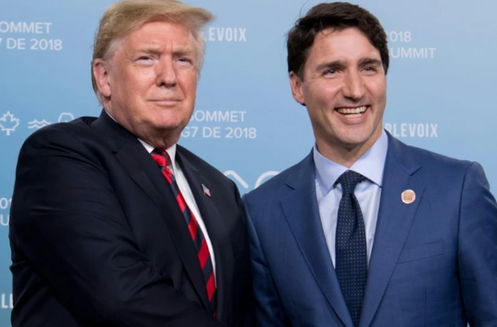 Le président américain Donald Trump et le Premier ministre canadien Justin Trudeau le 08 juin 2018 à La Malbaie au Quebec 