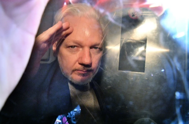 Le fondateur de WikiLeaks Julian Assange dans un fougon pénitentiaire à Londres, le 1er mai 2019