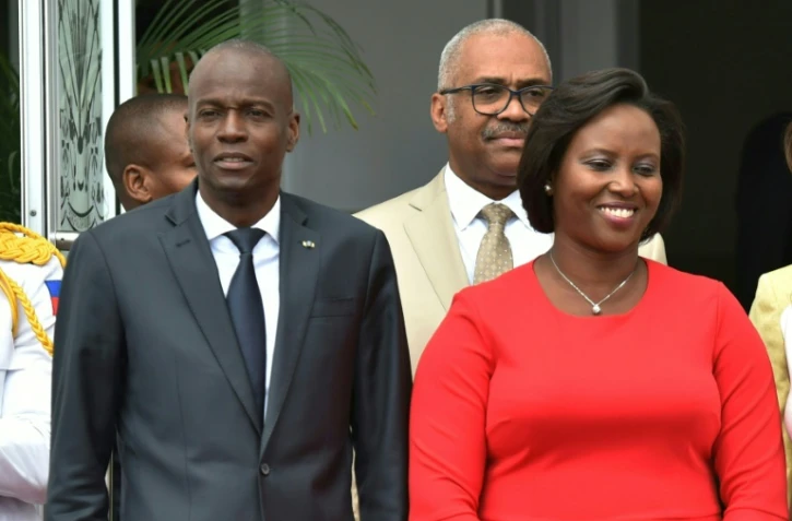 le président haïtien Jovenel Moïse (G) et son épouse Martine Moïse à Port-au-Prince, le 23 mai 2018
