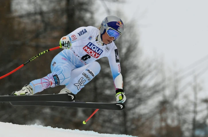 L'Américaine Lindsey Vonn lors du super-G de Val d'Isère, le 16 décembre 2017