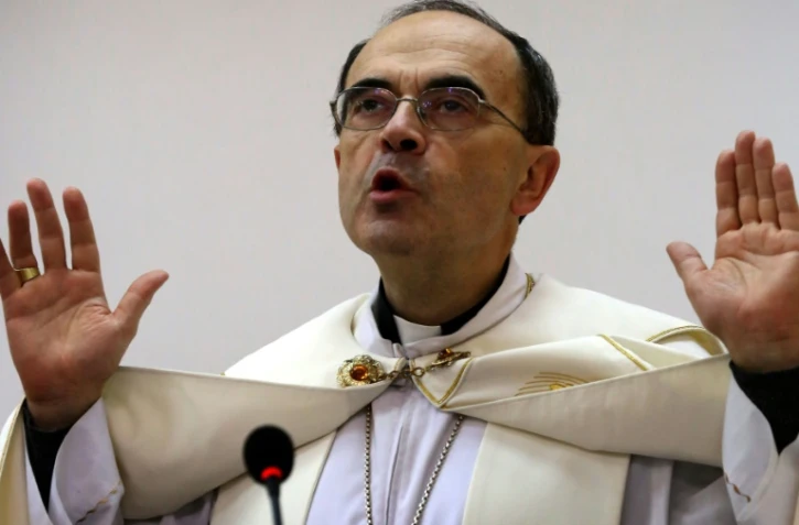 L'archevêque de Lyon, Mgr Philippe Barbarin, célèbre le 6 décembre 2014 une messe à Erbil, pour les Irakiens qui ont fui la violence du groupe Etat islamique