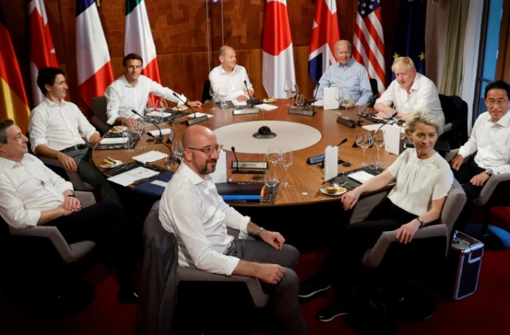 Dîner de travail des dirigeants du G7 au chateau d'Elmau, dans le sud de l'Allemagne, le 26 juin 2022