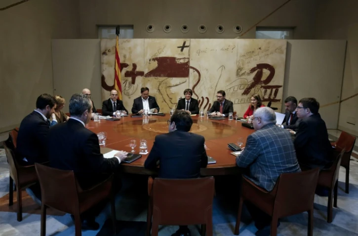 Réunion du gouvernement catalan à Barcelone, le 10 octobre 2017