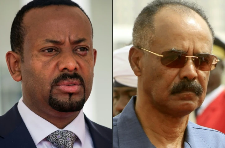 Ce montage du 29 juin 2018 montre le Premier ministre éthiopien Abiy Ahmed (à gauche) et le président érythréen Isaias Afwerki.