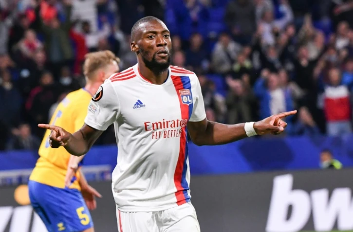 Karl Toko Ekambi a été un des grands artisans de la victoire lyonnaise sur les Danois de Bröndby en Ligue Europa à Décines, le 30 septembre 2021     