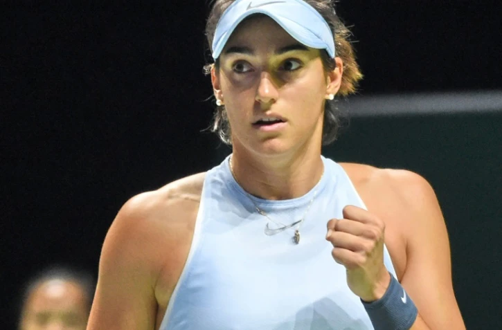 Caroline Garcia lors de sa victoire devant Caroline Wozniacki, le 27 octobre 2017 lors du Masters de Singapour