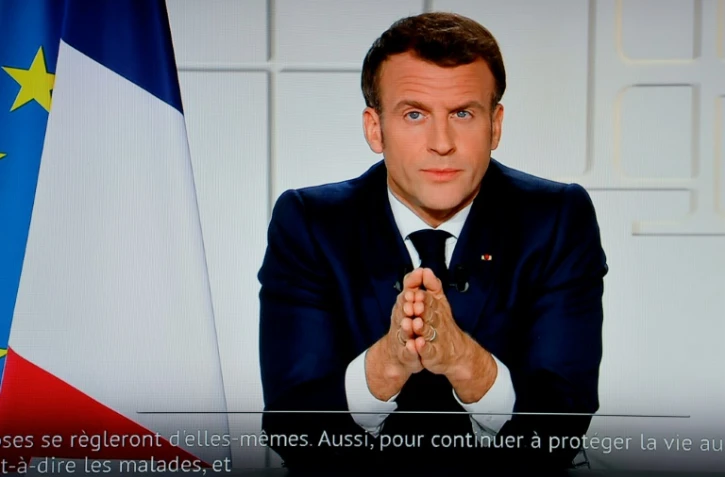 Emmanuel Macron, lors d'une allocution télévisée depuis l'Elysée, le 31 mars 2021