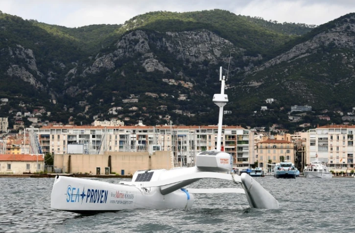 Le drone marin Sphyrna dans la rade de Toulon (sud de la France), le 13 août 2018