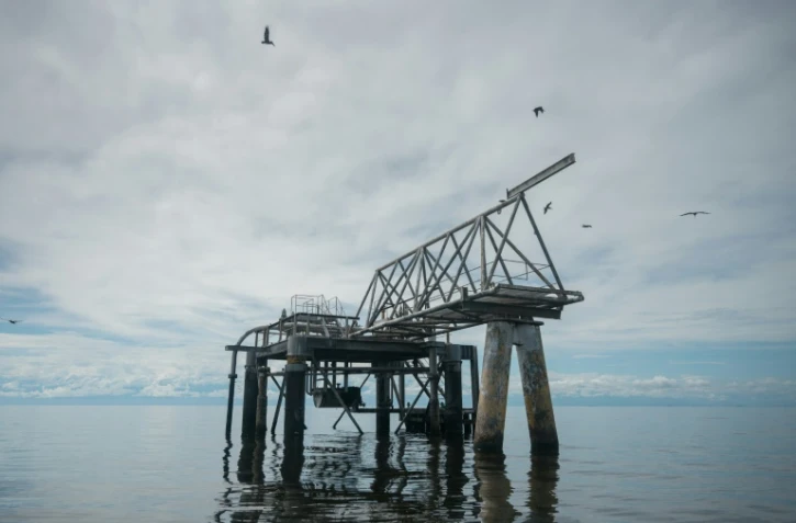 Une plateforme du lac Maracaibo, berceau de l'industrie pétrolière florissante du Venezuela, aujourd'hui à genou, le 9 septembre 2021