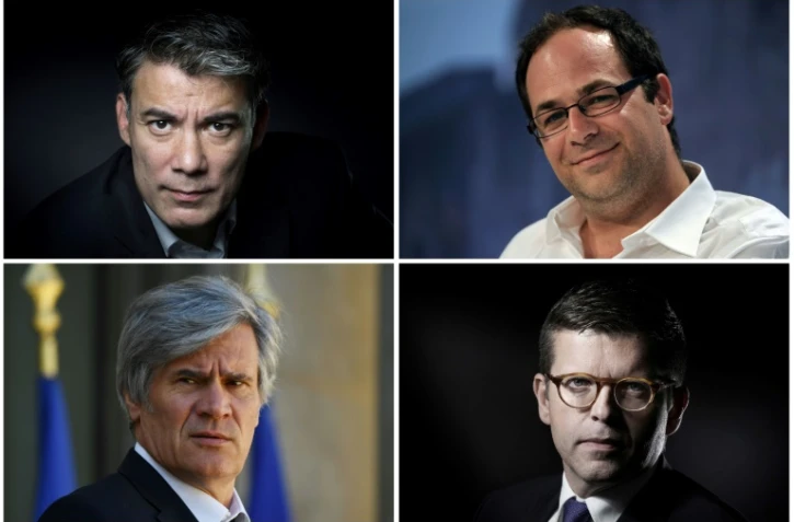 Un combo de photos des quatre candidats à la tête du PS: Olivier Faure, Emmanuel Maurel, Stéphane Le Foll et Luc Carvounas
