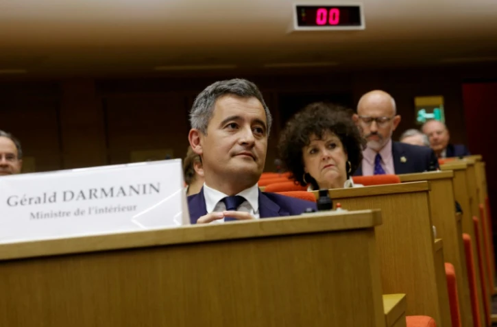 Le ministre de l'Intérieur Gérald Darmanin devant la commission des lois du Sénat, le 1er juin 2022 à Paris