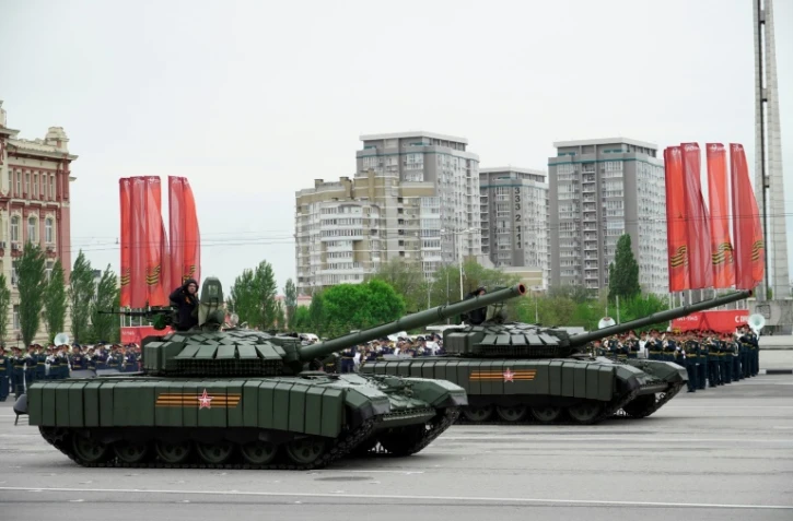 Parade militaire à l'occasion du Jour de la Victoire, le 9 mai 2023 à Rostov, en Russie