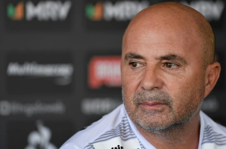 L'entraîneur argentin Jorge Sampaoli, alors à l'Atletico Mineiro au Brésil, le 9 mars 2020 à Vespasiano (Brésil)