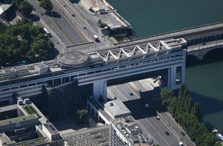 Vue aérienne du ministère de l'Economie et des Finances, quai de Bercy, à Paris,, le 14 juillet 2017
