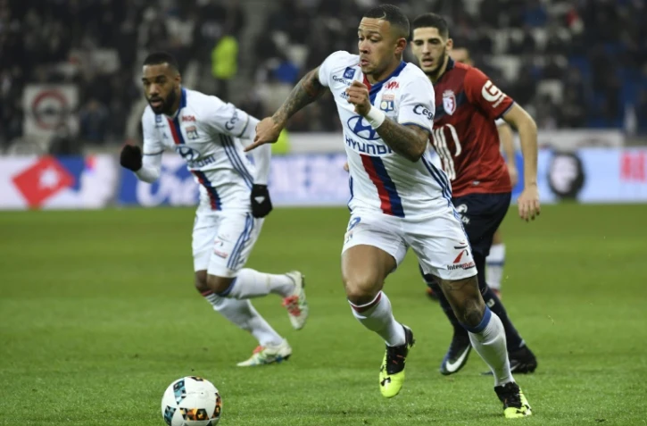 L'attaquant de Lyon Memphis Depay face à Lille, le 28 janvier 2017 au Parc OL